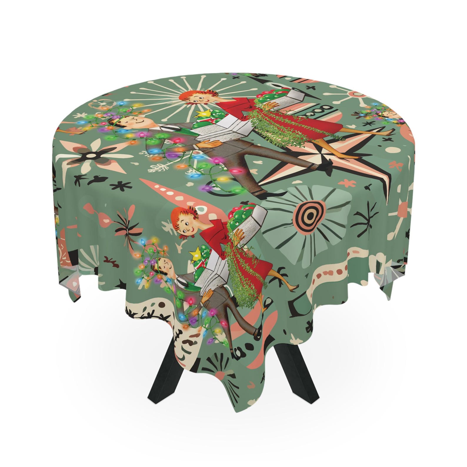 Century Textile & Sewing Supply Online Shopping - Retro 1950s Kitsch Christmas Square Tablecloth
