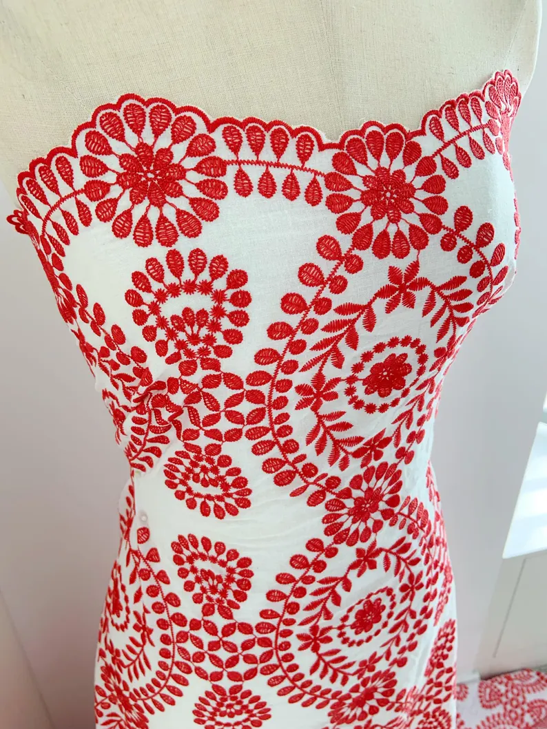 Off white Cotton Eyelet Lace F - Sewing Eyelet Fabric recension och pris