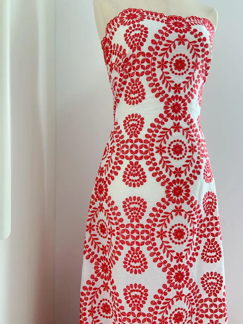 Off white Cotton Eyelet Lace F - Sewing Eyelet Fabric recension och pris