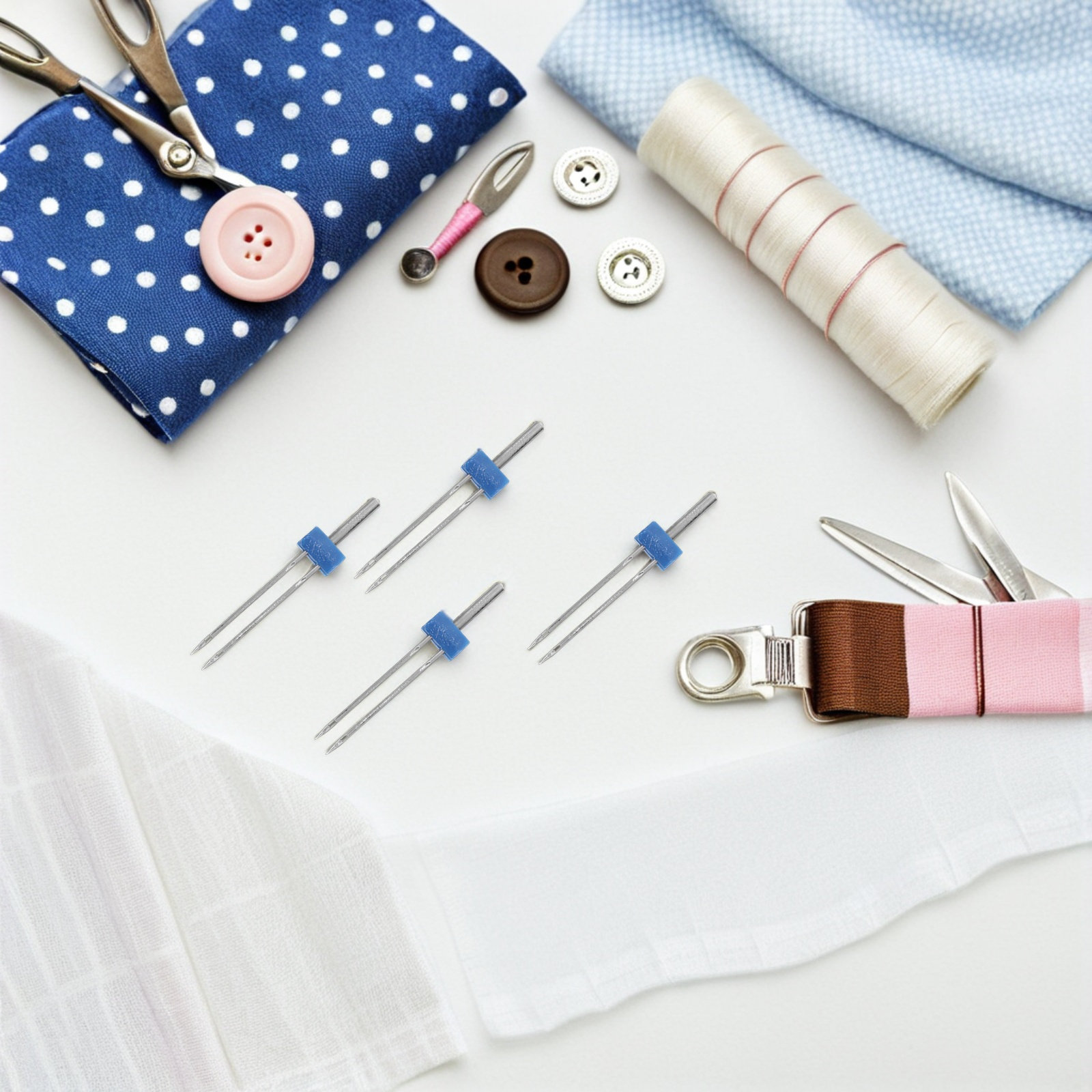 4Sets Twin Sewing Needle Set S - Rolled Hem Foot recension och pris